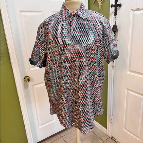 Robert Graham Red and Blue Casual Button Down Shirt - Picture 10 of 16